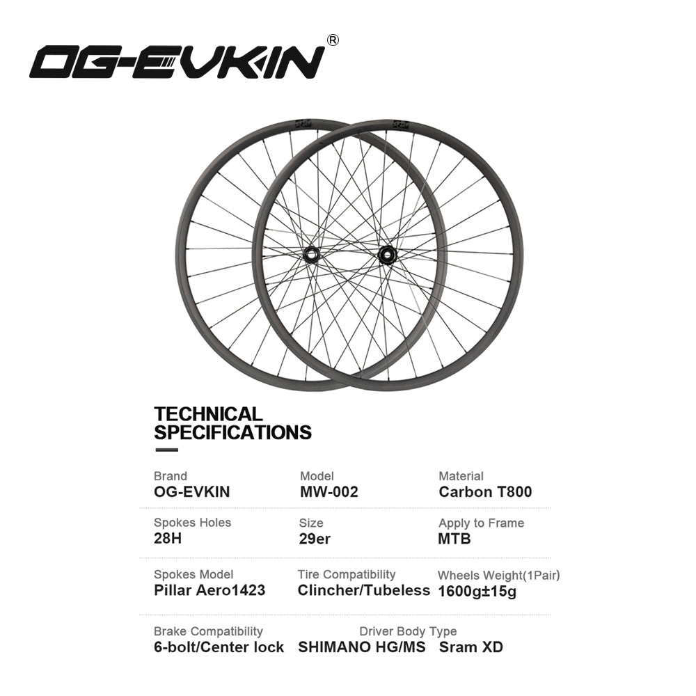 OG-EVKIN Carbon 29er Mountain Wheelset MW002-29MS30