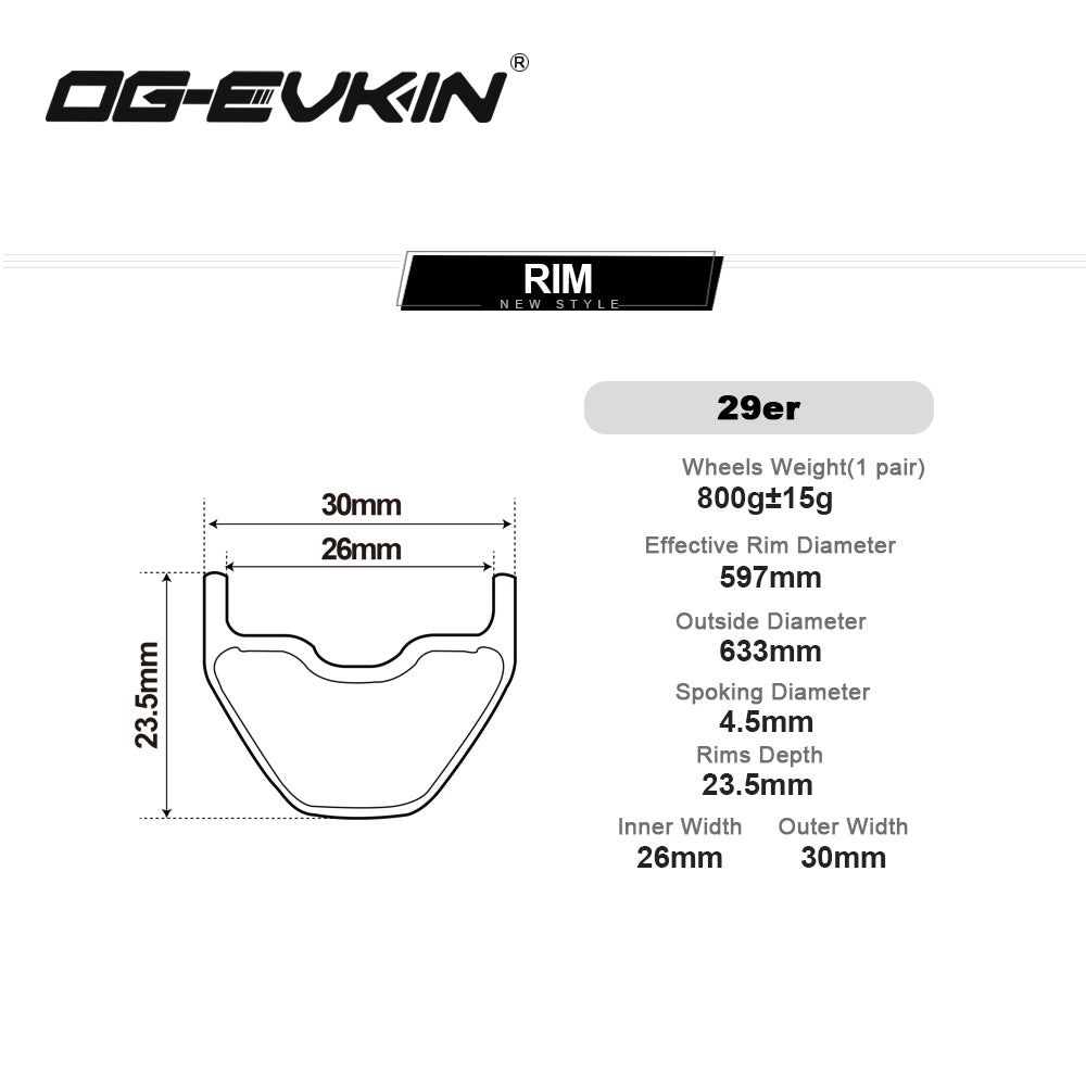 OG-EVKIN Carbon 29er Mountain Wheelset MW002-29MS30