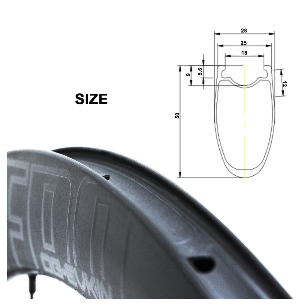 OG-EVKIN RW-50SL25 Carbon Road Wheelset Disc/Rim Brake